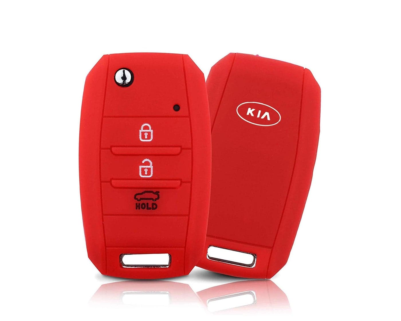 Selifaur 3 Button Silicone Key Cover for Kia Seltos, Sonet flip Key (Non Push Button Start Models only) (Red)