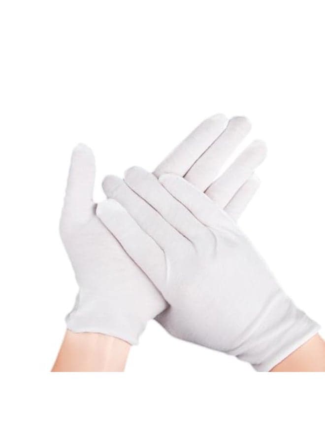 12 Pairs White Cotton Gloves For Dry Hands and EczemaSoft Breathable Stretchy Working Gloves for coins JewelryMoisturizing Glove for Women and man