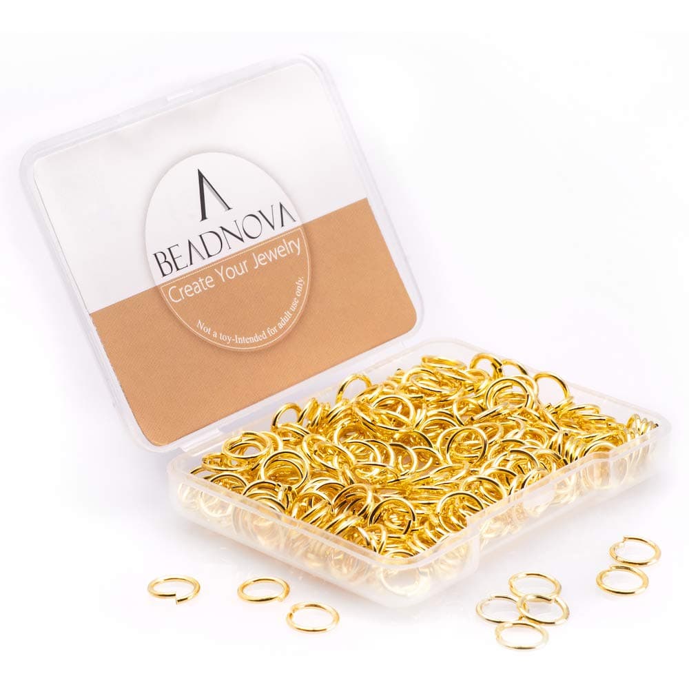 BEADNOVA 8mm Open Jump Rings Gold Jump Rings for Jewelry Making and Keychains 300Pcs