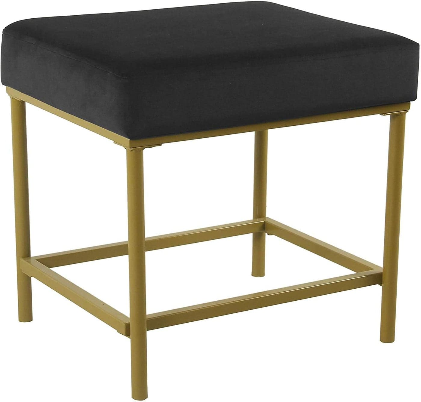Indian Decor 38146 Black Cushioned Ottoman with Golden Color Metal BaseLiving Room Seating Furniture with Soft Thick Cushion for Garden Yard Deck Poolside Bed Room Living Room and Bedroom