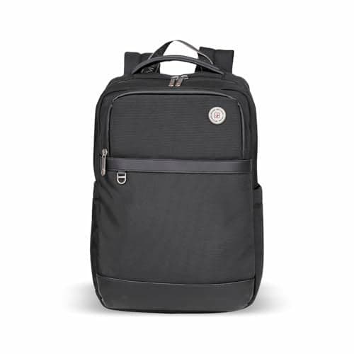Swiss Military Black Gold Collection Wesely Laptop Backpack Bag With 15.6”Laptop Compartment & Anti-Theft Pocket, 1680D Polyester, Sunglass Holder, Trolley Strap for Unisex Travel Bag (16L) Black