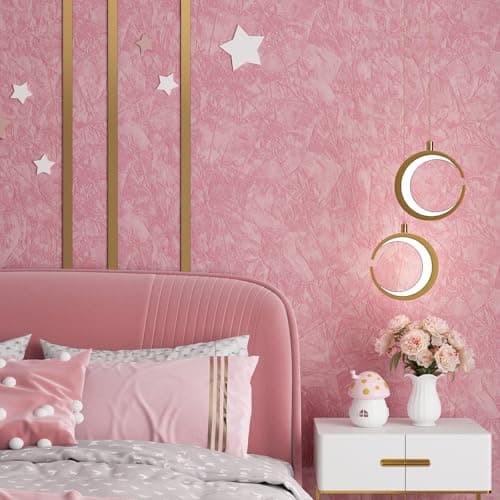 ReWallpaper 30inX165ft Pink Velvet Peel and Stick Wallpaper Removable Textured Coral Pink Wall Paper for Girls Bedroom Self Adhesive Soft Velvet Fabric Wall Covering for Nursery Room Accent Walls