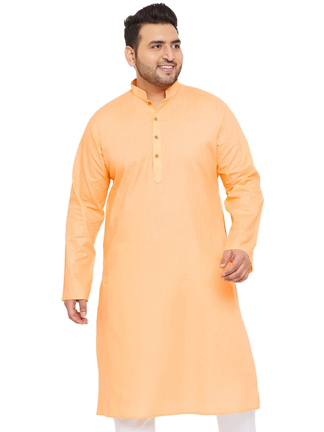 VASTRAMAY Plus Mens Cotton Blend Fawn Kurta - Timeless Elegance for Festivals & Events_VPLUSMK007FN_52