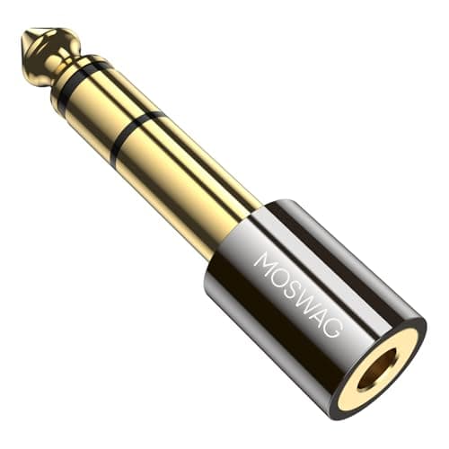 MOSWAG 6.35mm (1/4 inch) Male to 3.5mm (1/8 inch) Female Stereo Audio Jack Adapter for Aux Cable, Guitar Amplifier, Headphone, 4 Pack