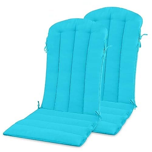 YEFU Adirondack Chair Cushion, Thin Rocking Chair Cushions with Straps Set of 2, Folding Patio Chair Pad for Indoor and Outdoor, 19.7x18.9x1.5 Inch, Aruba