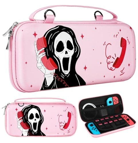 Xinocy for Switch OLED Carrying Case Cute Kawaii Design - Travel Cases Portable Storage Carry Protective Hard Shell for Women Girls Boys Teens for Nintendo Switch 2017/OLED 2021, Skull