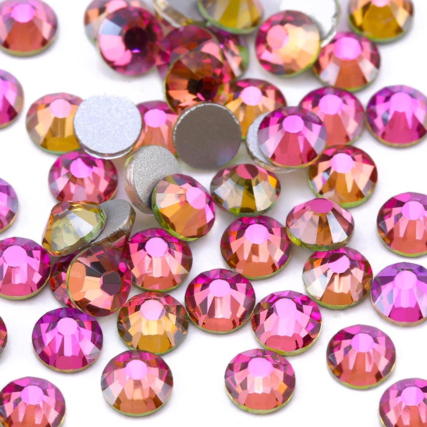 Dowarm 1440 Pieces SS6 Flatback Rhinestones 2MM Tiny Flatback Nail Crystals for Dance Costumes Non Hotfix Rhinestones SS6 2MM Rose Vitrail