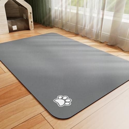 HotLive Dog Food Mat Absorbent Cat Mat for Food and Water No Stains Pet Feeding Bowl Mat Easy to Clean Pet Placemats Quick Dry Dog Water Dispenser Mat for Messy Drinkers Paw Dark Grey 16x 24