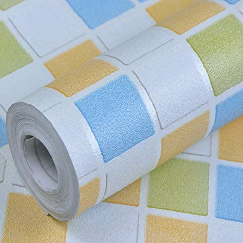 wolpin DIY Self Adhesive Tiles Pattern Wallpaper (45 x 300 CM, Olive Green) | Self Adhesive PVC Wall Sticker | Stove Backsplash, Countertop | Decorative Contact Paper Roll for Home Interior Décor