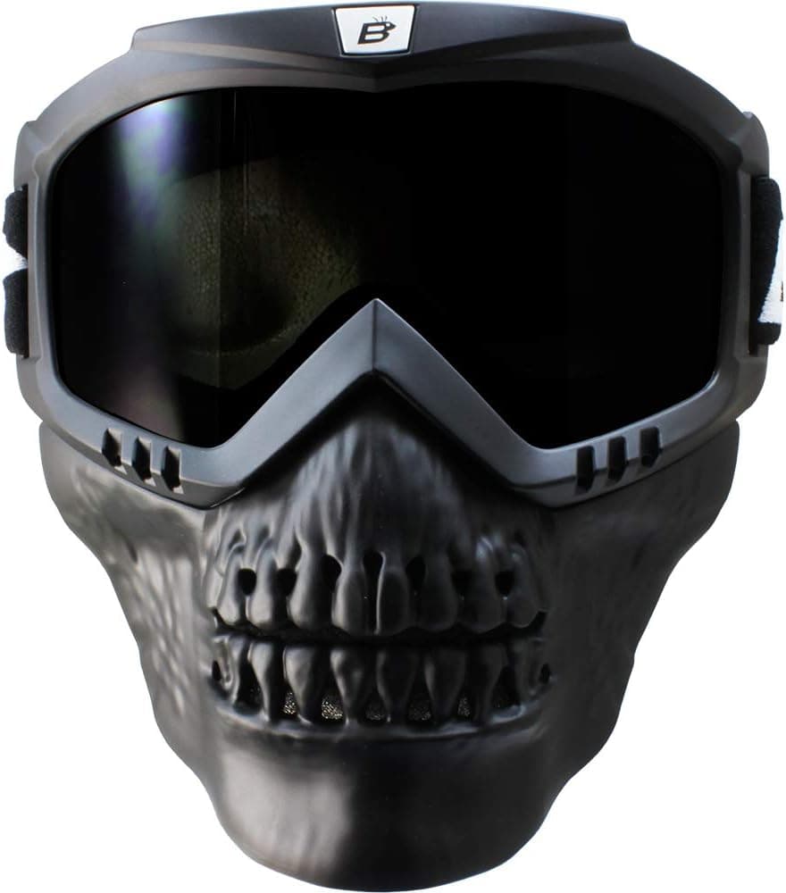 Birdz Skullbird Black Padded ATV Motorcycle Goggles with Face Mask