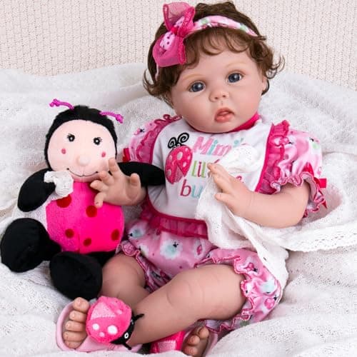 Aori Lifelike Reborn Baby Dolls - 22" Realistic Weighted Cloth Body Baby Girl with 3/4 Soft Vinyl Limbs, Newborn Toddler Doll for Kids Ages 3+ Years