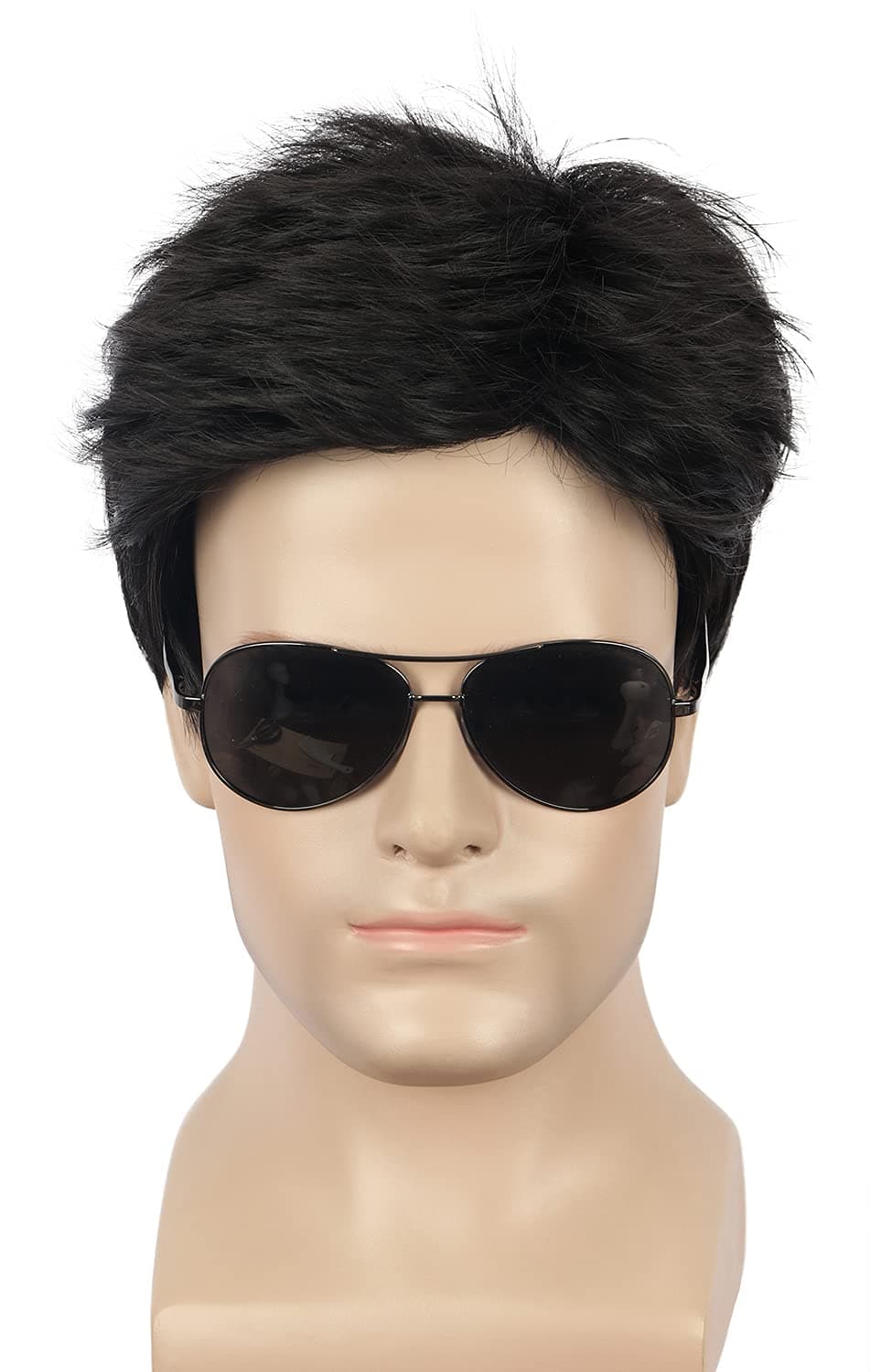 yuehong Men Short Black Wig Cosplay Halloween Costume Hair Wig Heat Resistant Wigs