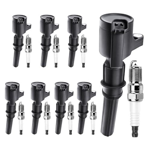 FD503 Ignition Coils Pack+3403 Iridium Spark Plugs Compatible with Ford & Lincoln 4.6L 5.4L F-150 F150 Explorer Mustang Expedition Excursion E150 E250 F250 F350 Super Duty Navigator Mountaineer, 8PCS