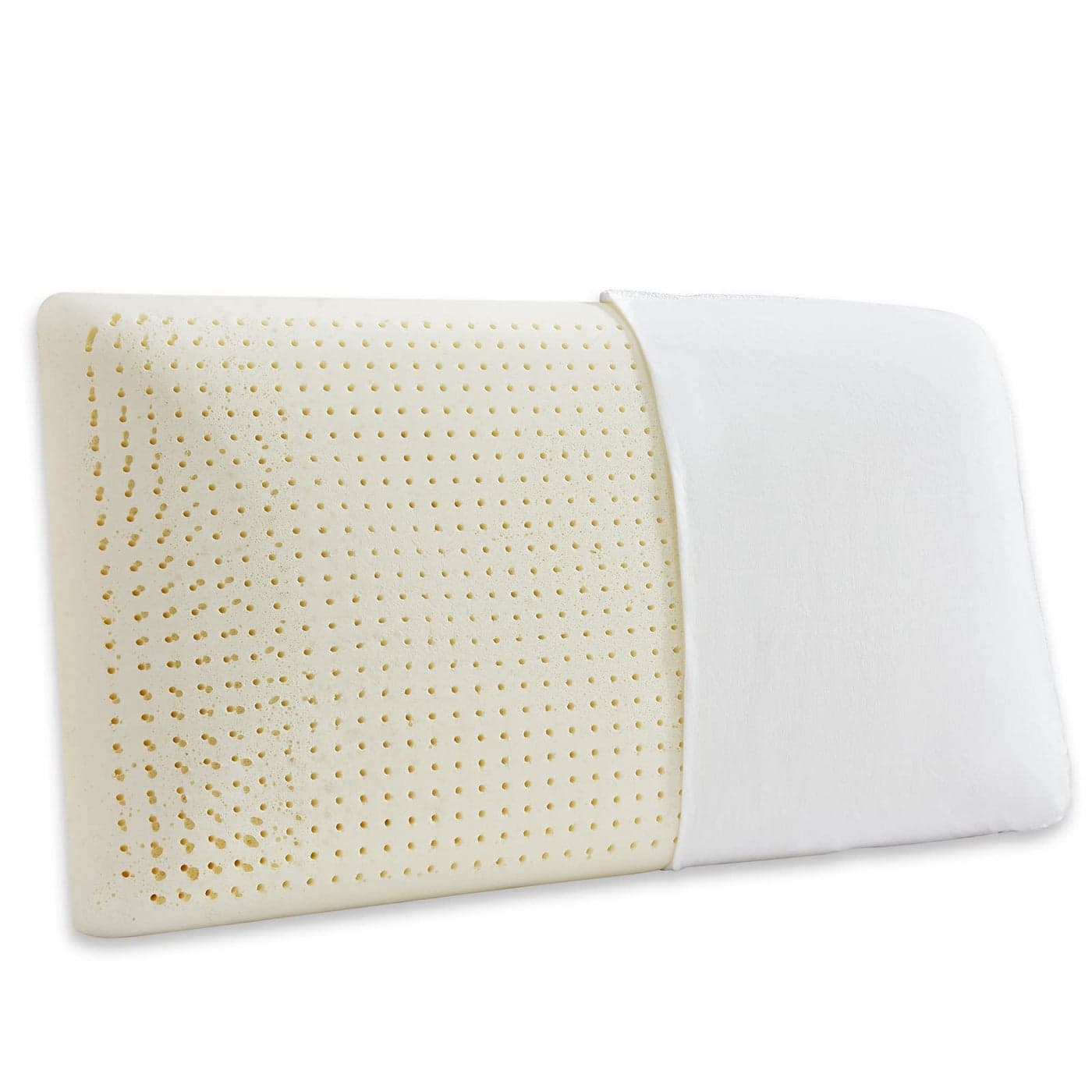JOTOM 100 Natural Talalay Latex Sleeping Bed Pillow Luxury Soft Queen Size Pillow for Side Back and Stomach Sleepers Removable Breathable Cotton Cover Queen Size