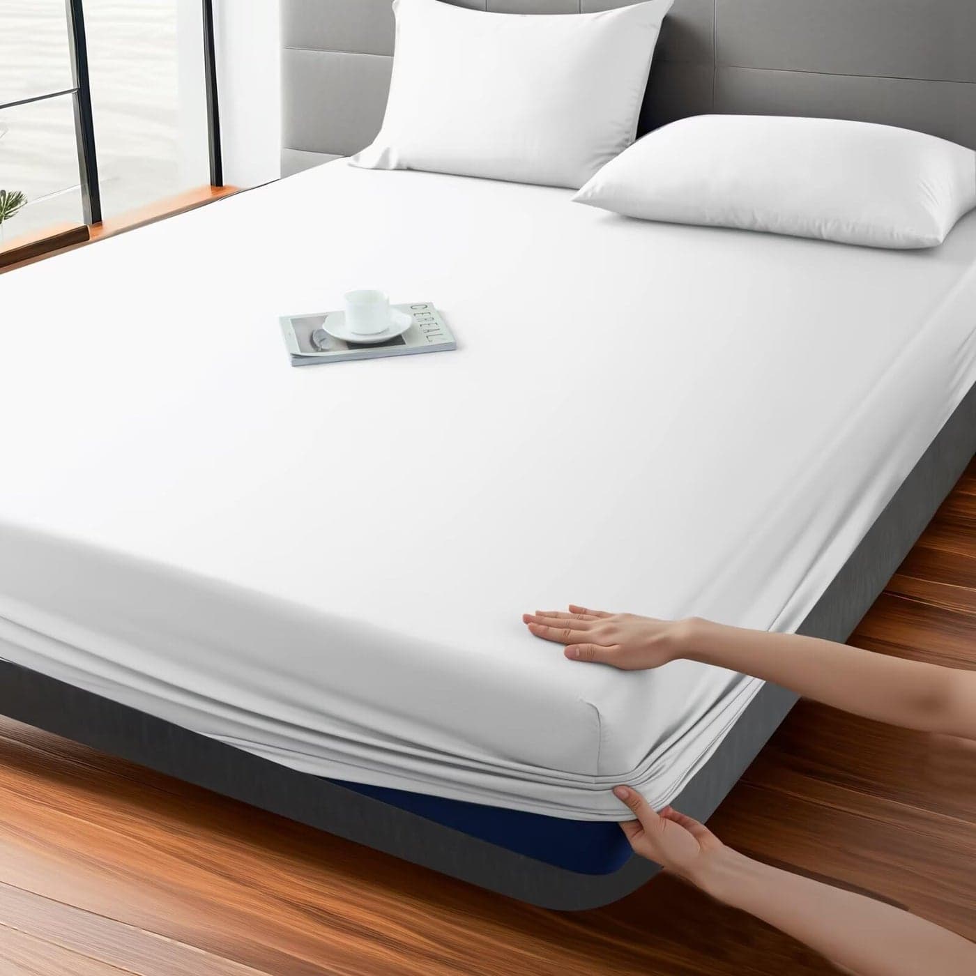 Fitted Sheet 1 Pack TwinXLSplit King Size Only Viscose Derived from Bamboo400 Thread Count816 Deep PocketBottom Sheet Colorfast Soft Silky Breathable1 Fitted Sheet Only White TwinXL