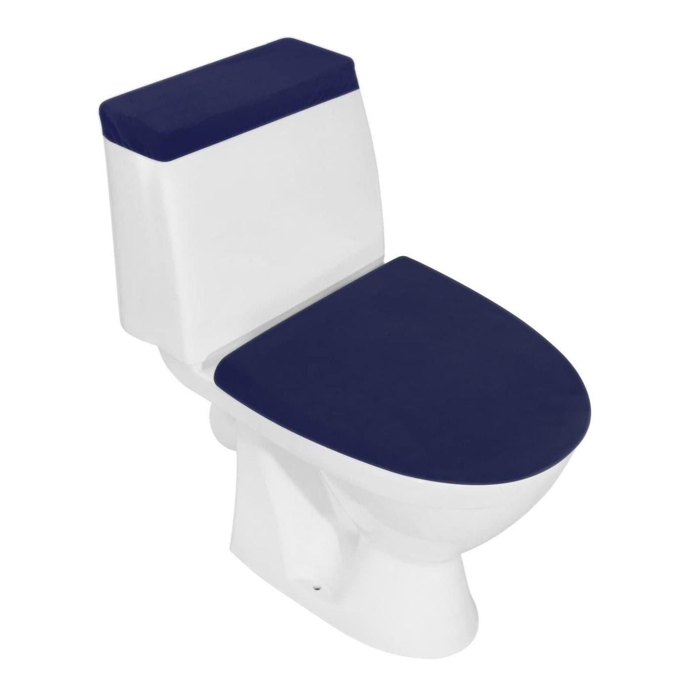 Stretch Velvet Toilet Lid Cover and Toilet Tank Lid Cover Bathroom Super Soft Toilet Lid Cover Set Luxury Velvet Plush with Elastic Bottom Machine Wash Dark Navy Blue