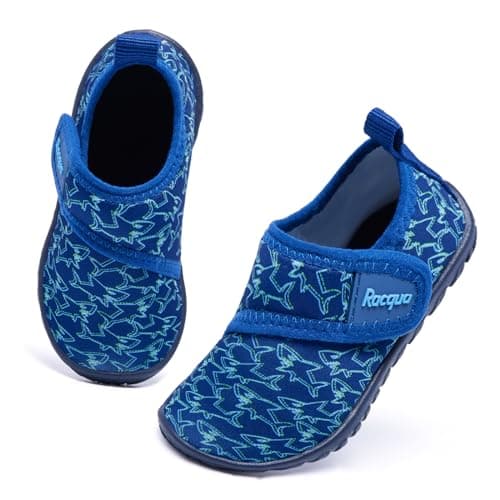 Racqua Toddler Water Shoes Boys Barefoot Quick Dry Beach Swim Pool Aqua Sport Shoes Surfing Boating Lightweight Shoes Toddler Shark 10