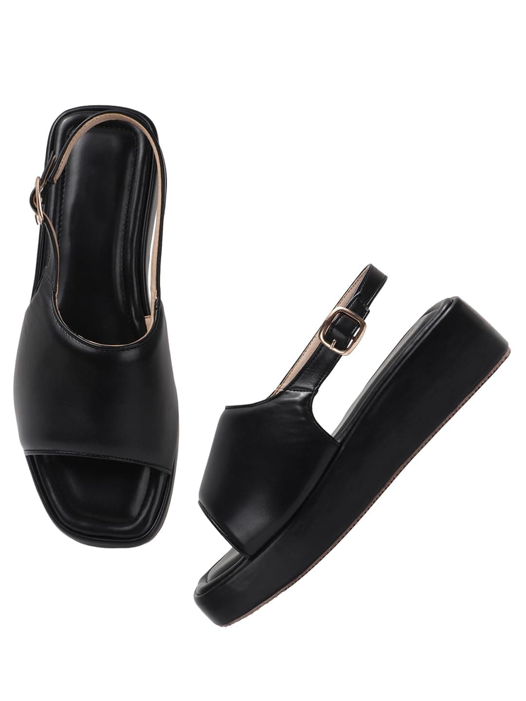 SELFIEE Super Comfortable Solid Platform Heel Sandals For Women & Girls