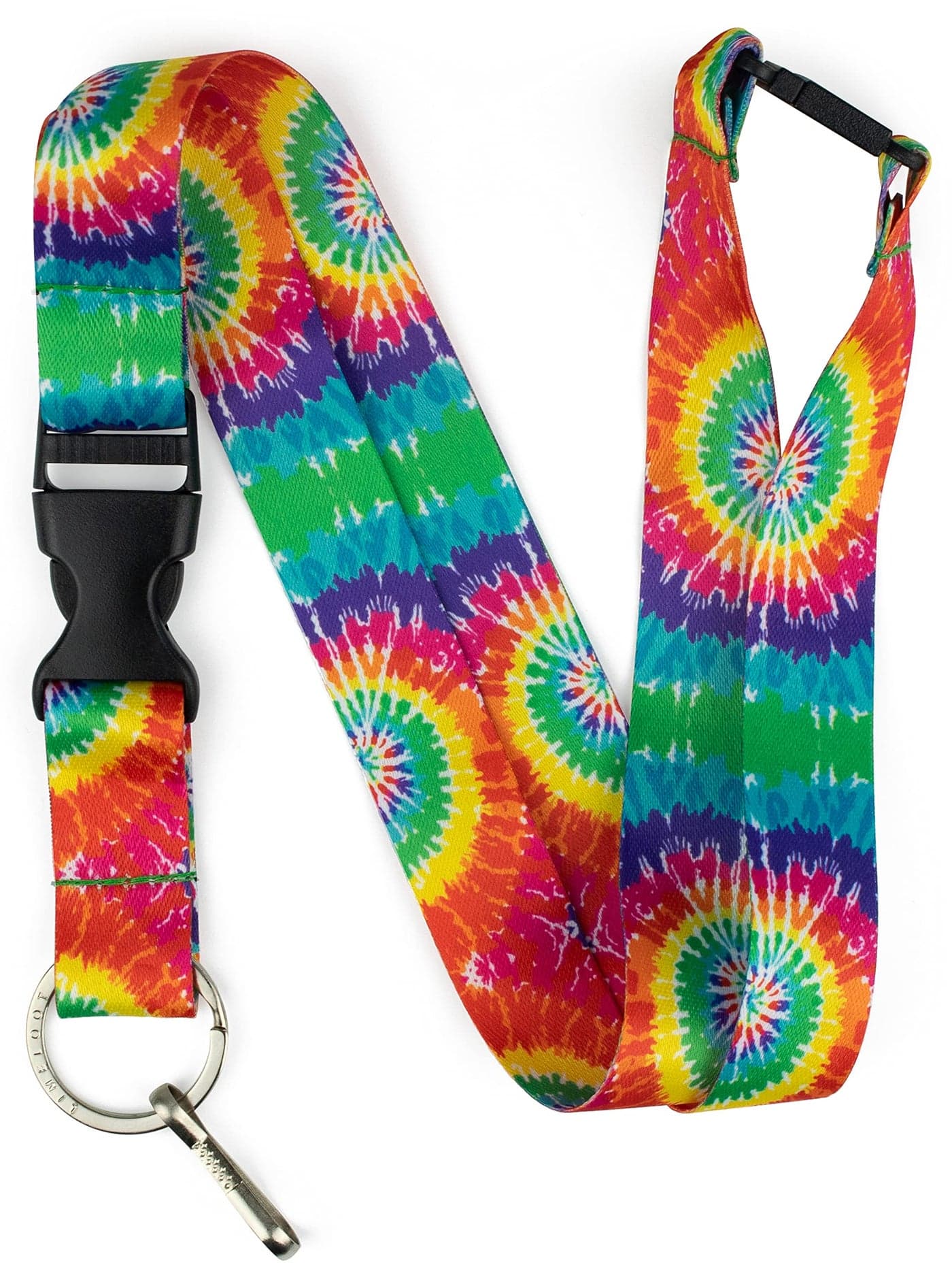 Limeloot Tie Dye Lanyard for Keys, ID Badge, and Accessories - Colorful Breakaway Lanyard with Quick Release Buckle and Flat Ring.