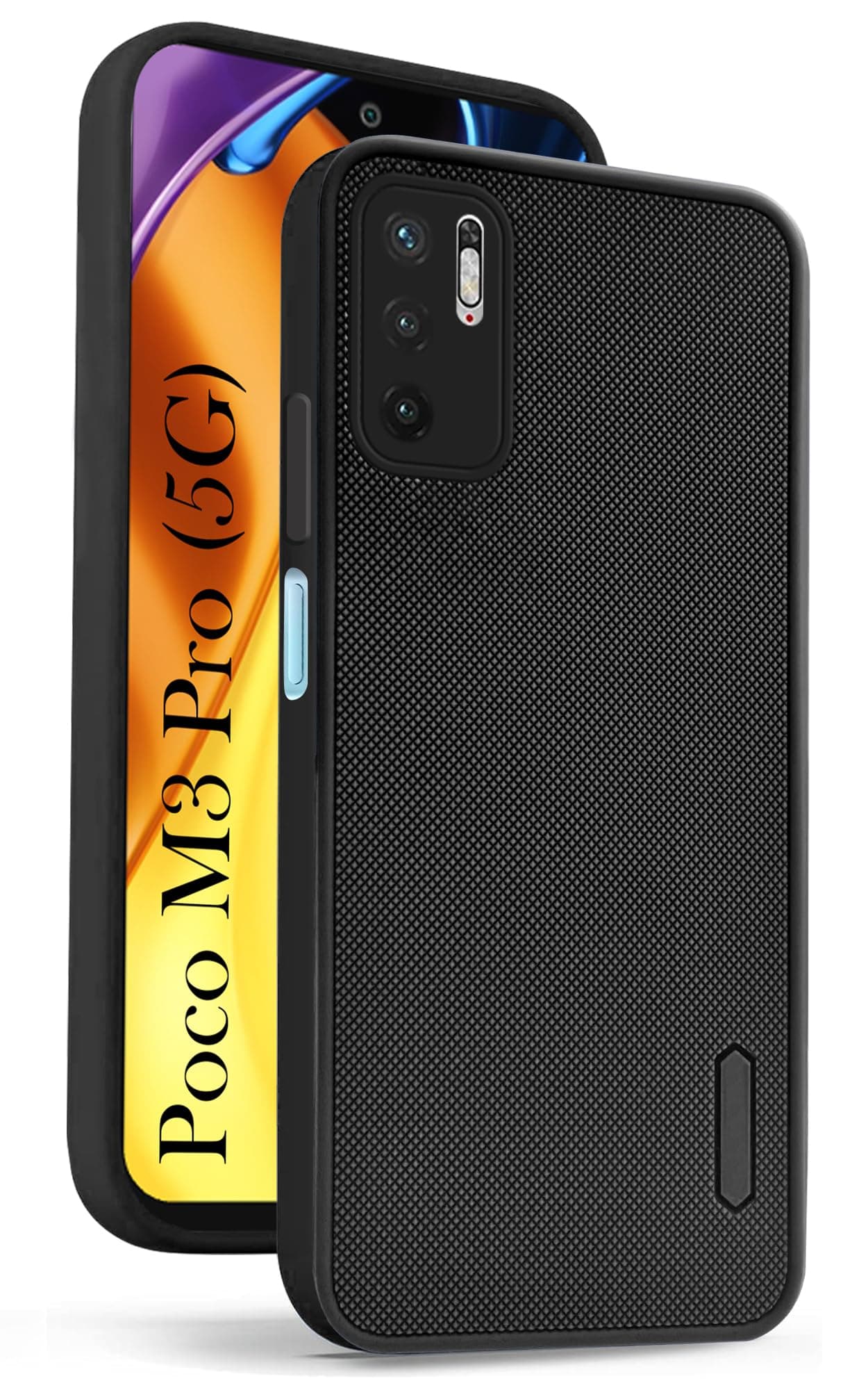Jkobi Back Cover Case for Poco M3 Pro 5G (Textured Grip Design | Camera Protection | Slim and Light Weight | Soft Touch and Feel | Black)