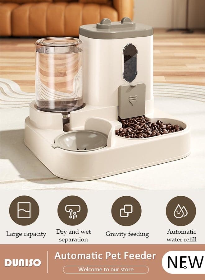 3.3L Automatic Cats & Dogs Feeder And Water Dispenser,2 in 1 Cat Dog Automatic Feeder,Self-Dispensing Feeder,Gravity Waterer for Small Medium Dog Pets,Travel Supply Feeder and Water Dispense