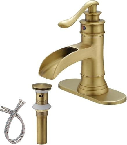 Waterfall Bathroom Faucet Oil Rubbed Bronze Sink with Pop Up Drain Stopper Faucets Single Hole Rustic Vanity Farmhouse Overflow One Handle Bath Black Commercial Assembly by Homevacious