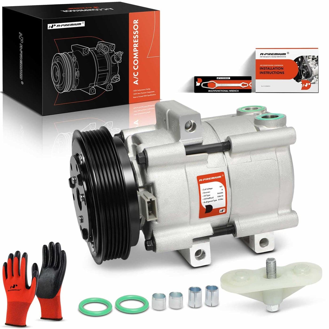 APremium AC Compressor with Clutch Compatible with Ford Focus 20L 23L 2003 2004 2005 2006 2007