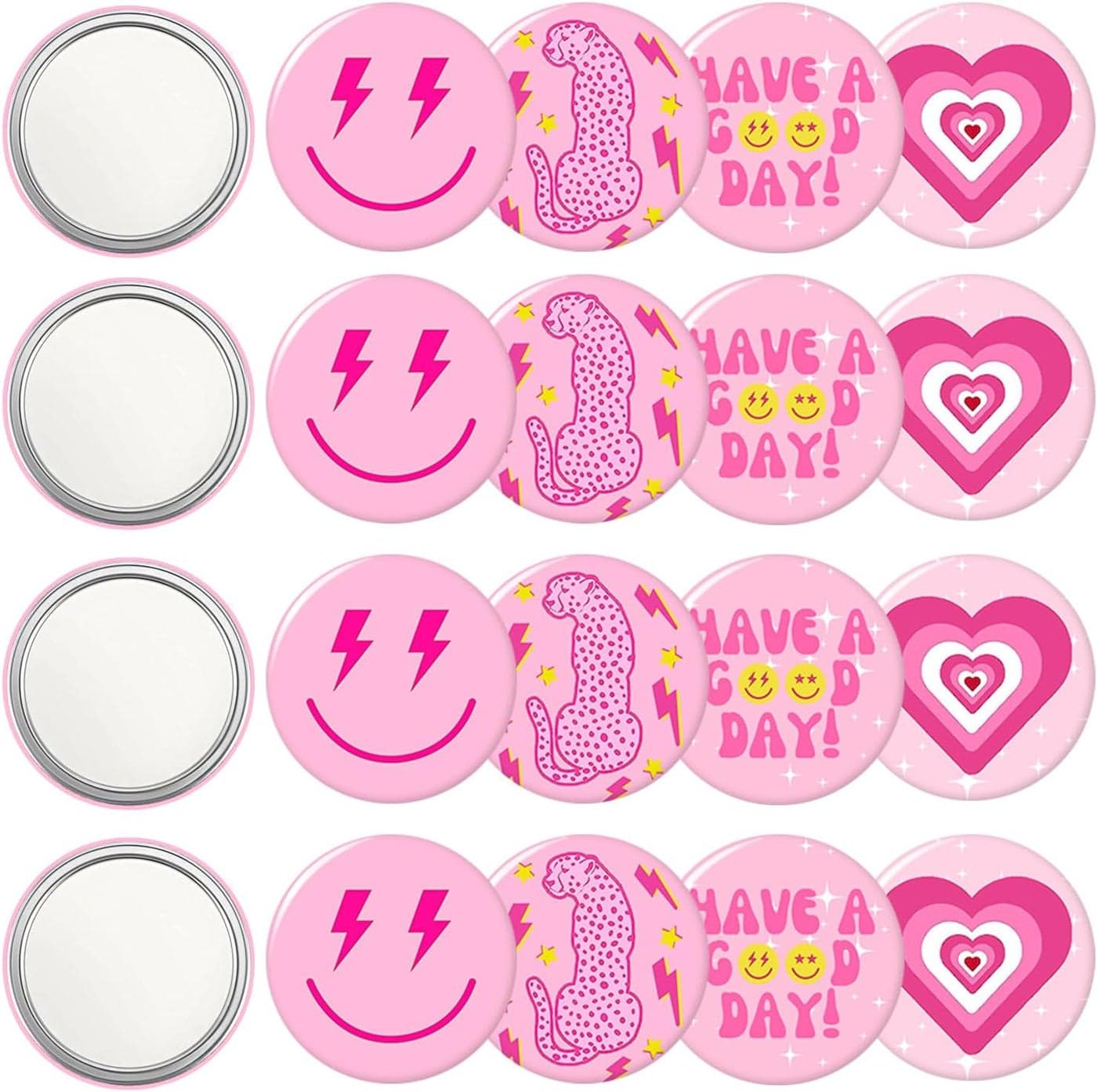 12 Pcs Preppy Compact Mirror Y2k Hot Pink Smile Face Gifts Hot Pink Preppy Bachelorette Party Decoration Favor Supplies Travel Daily Use Makeup Mini Mirror for Women Girls Gift