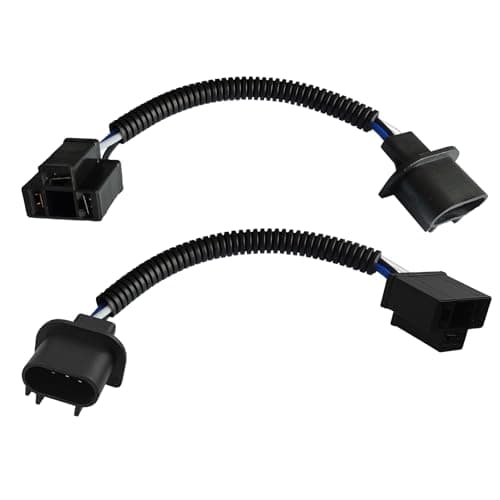 HQRNYP 2PCS H13 9008 Male to H4 9003 Female Wiring Harness Adapters Headlight Wiring Harness Heavy Duty Retrofit Pigtail Socket Car Bulb Modification Accessory Compatible with Jeep Wrangler JK JKU
