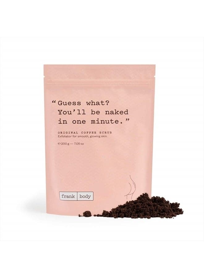 Frank Body Original Coffee Scrub, 7.05oz | Natural & Cruelty Free Exfoliating Body Scrub | Hydrating Vegan Scrub Skin Care For Stretch Marks, Acne, Cellulite | 1ct