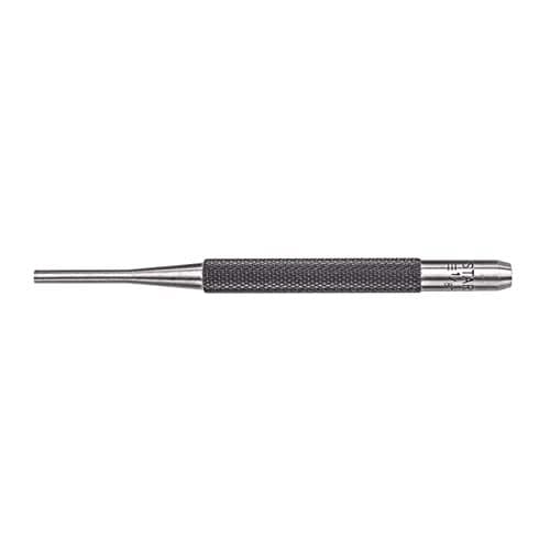Starrett Drive Pin Punch with Knurled Grip for Driving Pins Into or Out of a Workpiece - Hardened and Tempered Steel, 4" Length, 1/8" Punch Diameter - 565C