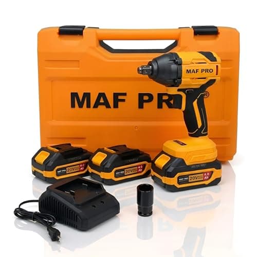 MAF PRO CIWLI3502 Cordless Impact Wrench 350Nm, 20V Brushless Li-Ion, 1/2 Inch Drive, Variable Speed, for Car Tyre Removal, Wheel Nut and Bolt Tightening, Automotive and Garage Use