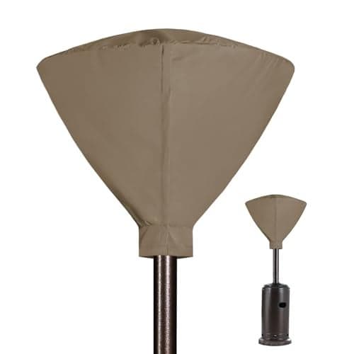 EasyGoing Patio Heater Head Cover with Zipper and Storage Bag Waterproof Outdoor Round 34D Heater Cover Top for Standing Heat Dustproof UVResistant Camel
