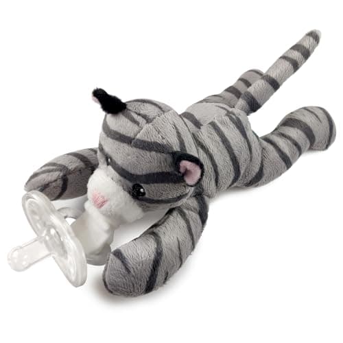 Detachable Cat Pacifier Holder Soft Silicone Pacifier with Plush Animal Removable Machine Washable BPAFree for Babies 024 Months