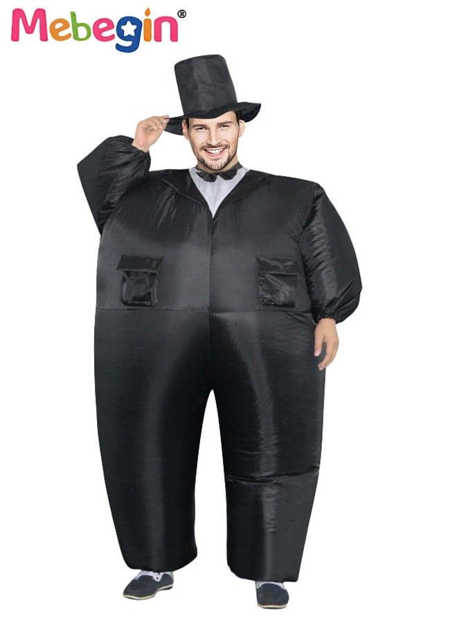 Gentleman Shape Inflatable Suit, Groom Inflatable Costume with Blower and Battery Case, Funny Walking Doll Performance Costume, Adorable Blow up Pretend Toy Costume for Dess up Parties, Festivals and Cosplay Games, Suitable 150-195cm Height, 4 AA Batteries Required(Not Included)