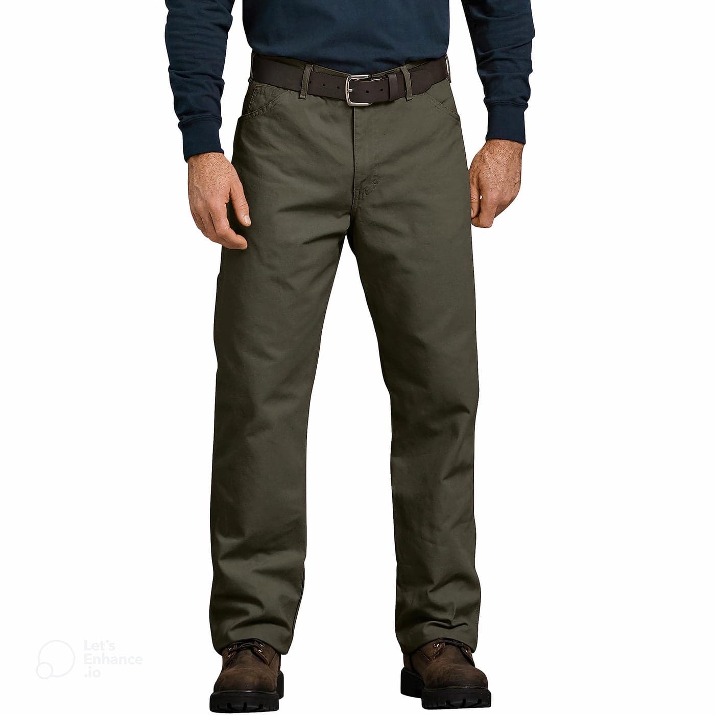 Dickies Men's Relaxed Fit Straight-Leg Duck Carpenter Jean, Moss, 36W x 32L