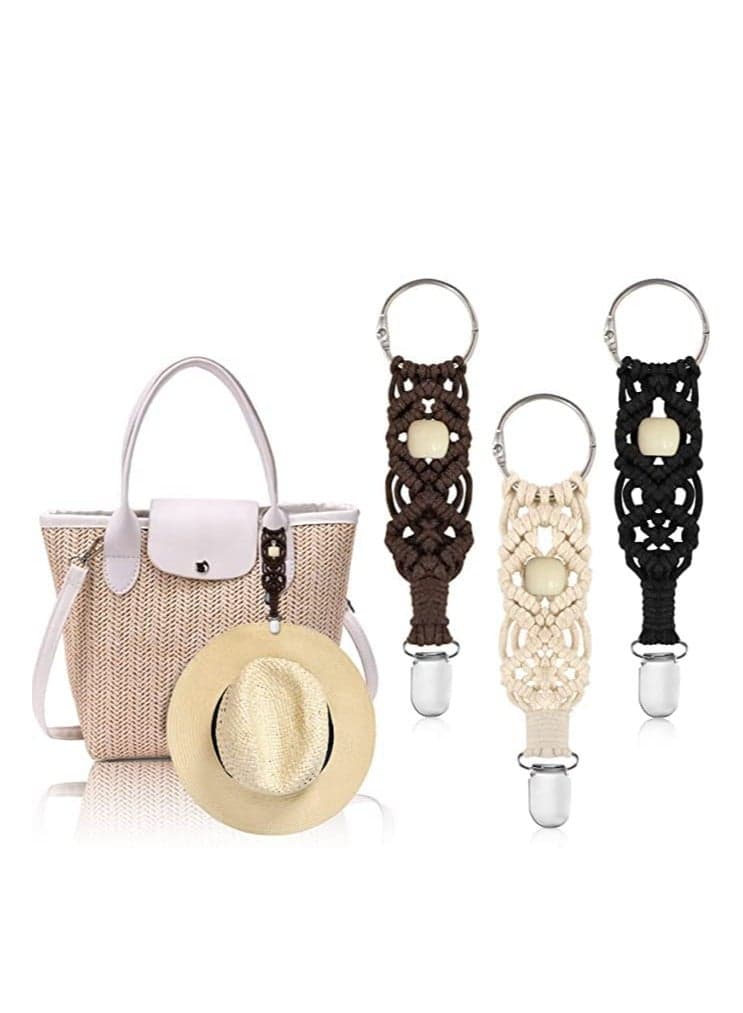 3 Pcs Versatile Hat Clips for Travel Suitable for Bags Backpacks and Luggage Suitable for Women Kids and Adults in Black Beige Brown