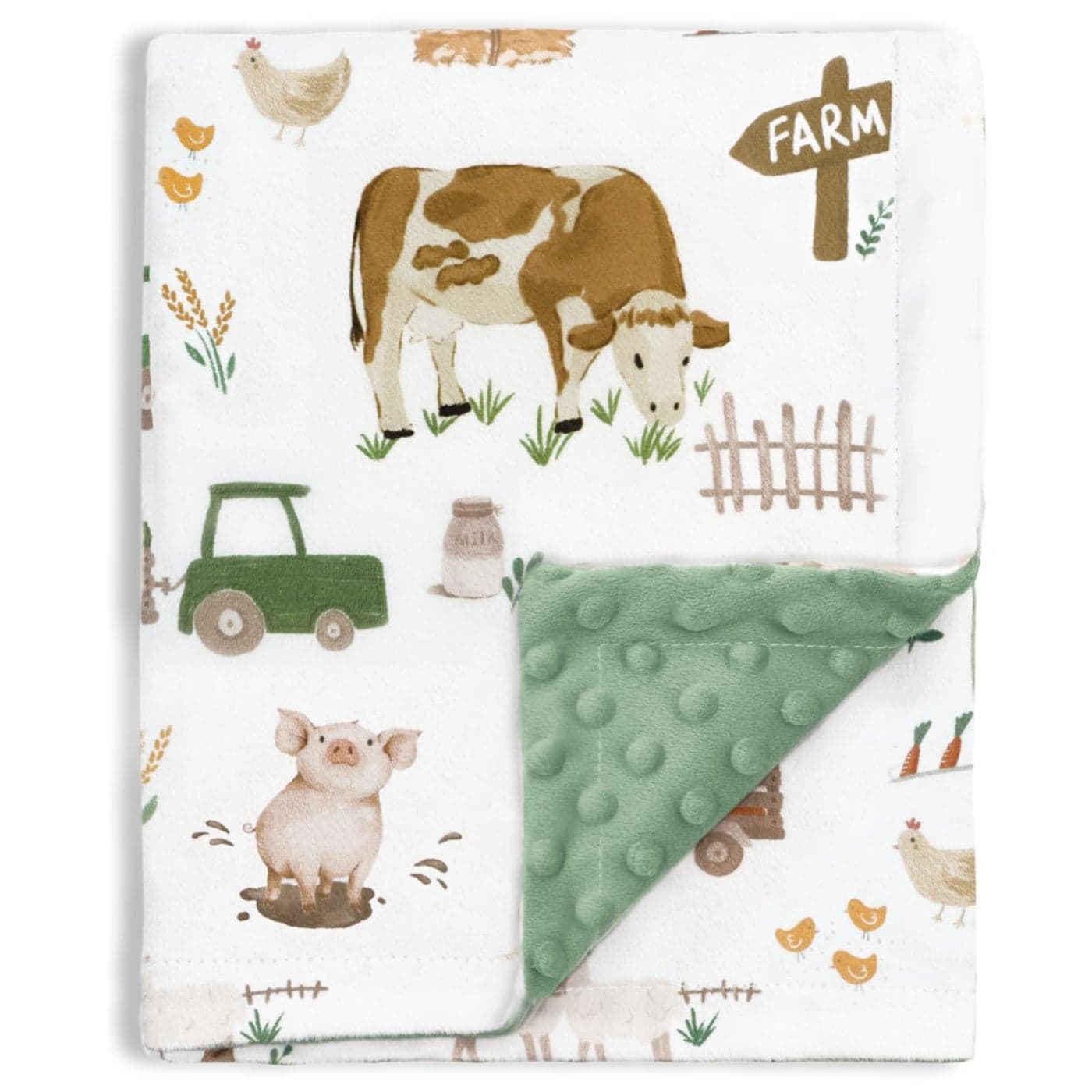 HOMRITAR Baby Blanket for Boys Girls Soft Plush Minky Toddler Blanket with Double Layer Dotted Backing Cute Farm Cow Multicolor Printed 30 x 40 Inch 75 x 100 cm