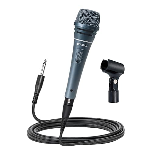 CAROL Sigma-plus1 XLR Wired Vocal Microphone – Dynamic Supercardioid Mic with Dual Shock Mount Tech for Recording & Stage Use, Includes Mic Clip, 14.8ft XLR Cable & On/Off Switch
