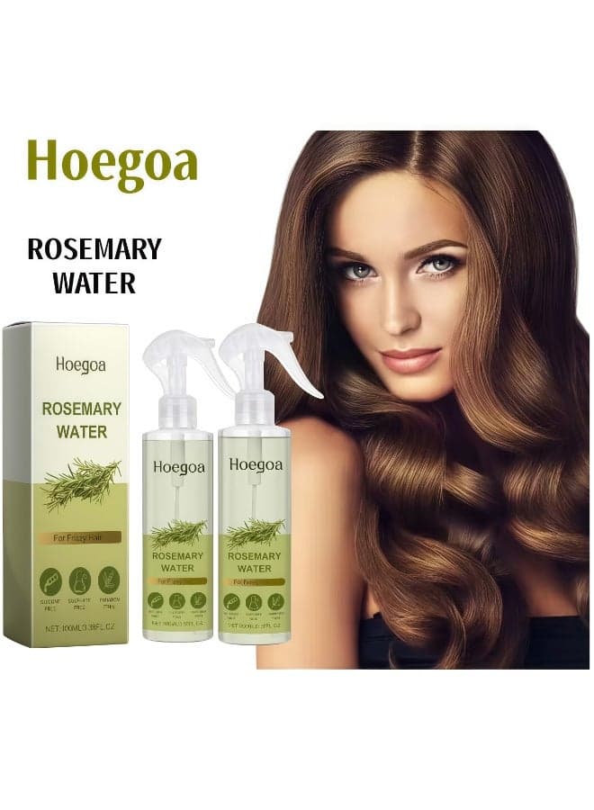 2-Pack HOEGOA Rosemary Water Spray For Hair Growth (100 ml) | Hair Spray for Regrowth | Rosemary Hair Mist | Adds Shine | Helps Reduce Hairfall | Strengthens Hair | Suitable For All Hair Types