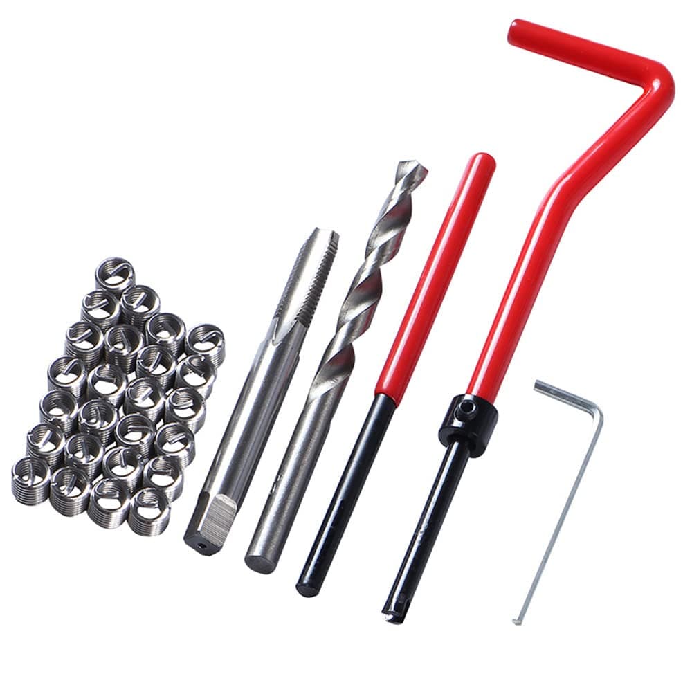 Fongmore 30 PCS Stainless Steel Thread Repair Kit M6x10mm Metric Thread Repair Insert Kit Compatible Hand Tool Set for Auto Repairing
