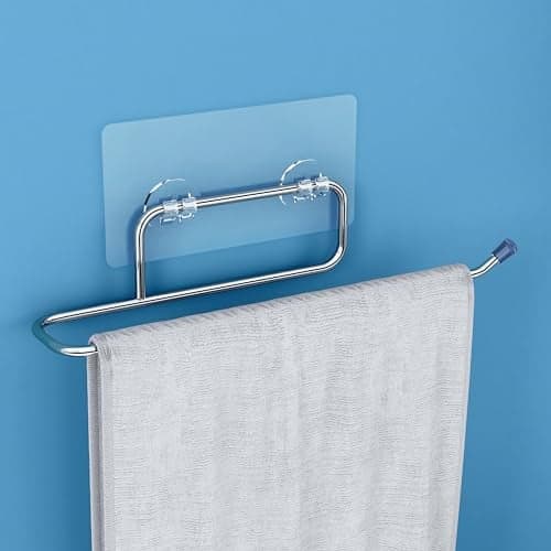 Plantex Self Adhesive Stainless Steel Towel Holder/Towel Hanger/Towel Ring for Bathroom/Napkin Holder/Bathroom Accessories - Pack of 1 (Chrome)