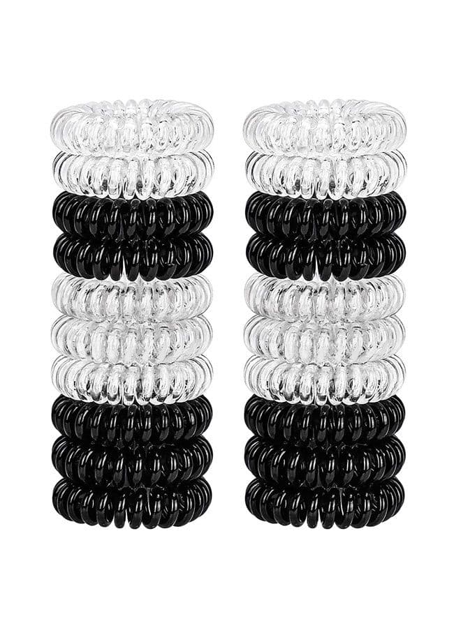 Spiral Hair Ties, 20 Pcs Traceless Phone Cord Hair Ties No Crease Spiral Bracelet Plastic Coil Ponytail Holders No-Damage Headband Hair Accessory for Girls Women Ladies Gift (Amber)