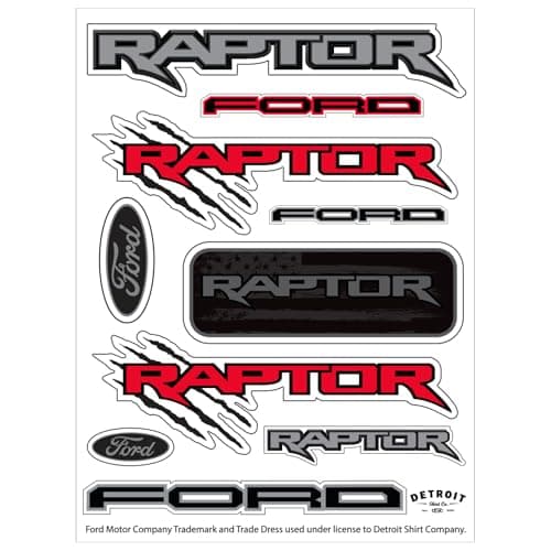 Ford Raptor Stickers Sheet 10 Performance Truck Decals Official Ford Licensed Outdoor Vehicle Decals Made in USA