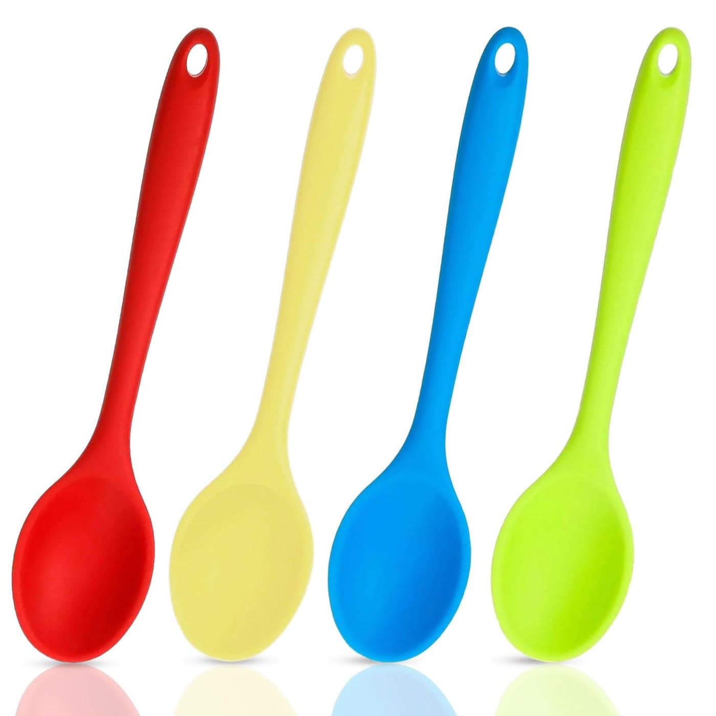 4 Pcs Mixing Spoons for Cooking 8 Small Silicone Nonstick Heat Resistant Kitchen Spoon for Serving Stirring Baking and Mixing Tools