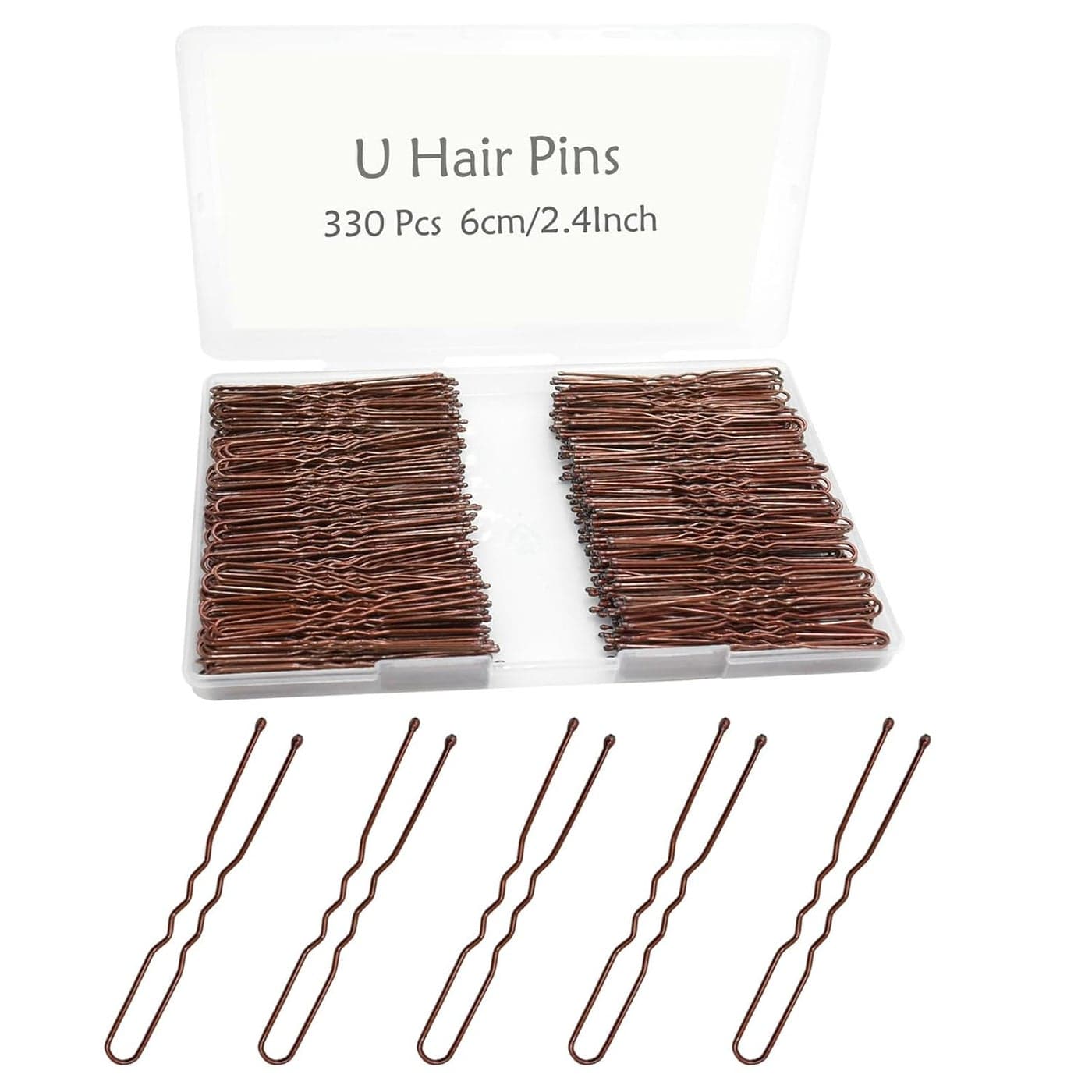 330 Count U Shaped Hair Pins Brown YINGFENG 24inch Brown Bun Pins Bun Hair Pins for Women Girls with Storage Box Hair Accessories for All Hair Types