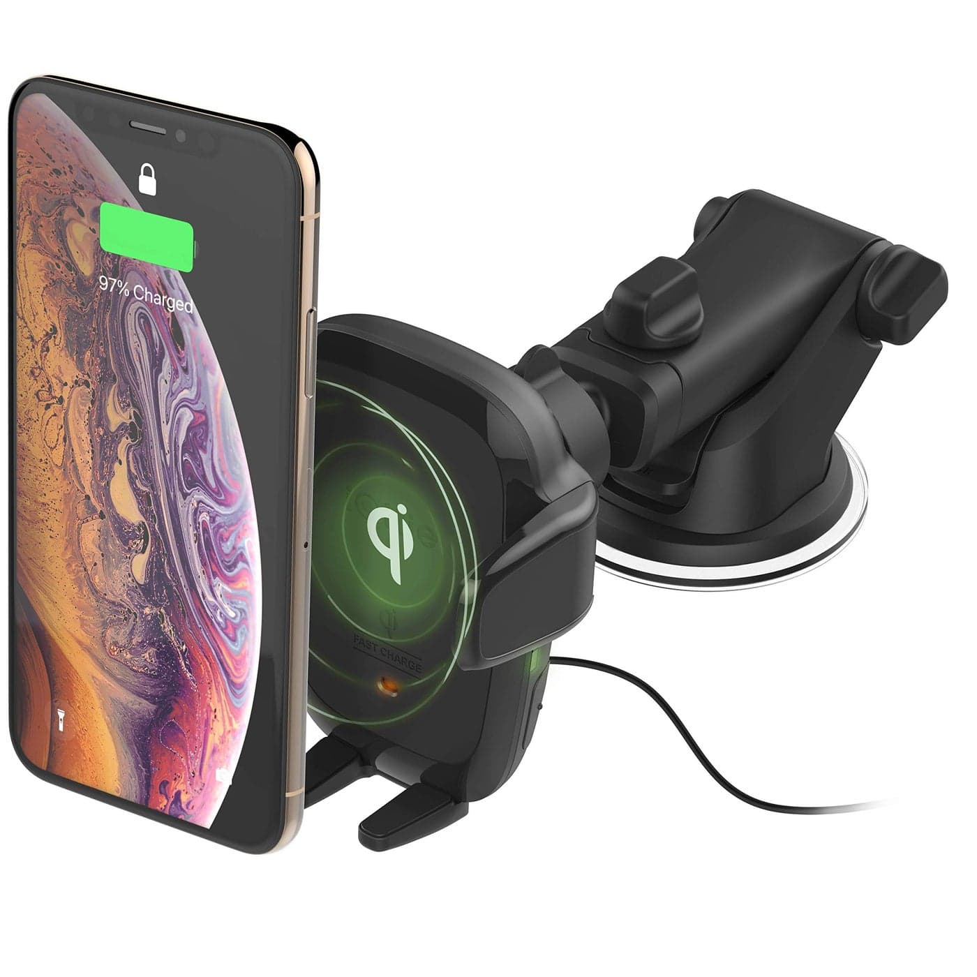 iOttie Auto Sense Qi Wireless Car Charger Automatic Clamping Dashboard Phone Mount with Wireless Charging for Google Pixel iPhone Samsung Galaxy Huawei LG and other Smartphones