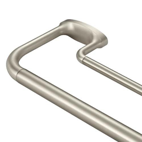 Mayrhyme Double Curtain Rods, Wrap Around Curtain Rod for Windows, Internal Splicing 1'' Front and 5/8'' Back Adjustable Curtain Rod with Aluminum Finials and Brackets (Brushed Nickel, 28-120")