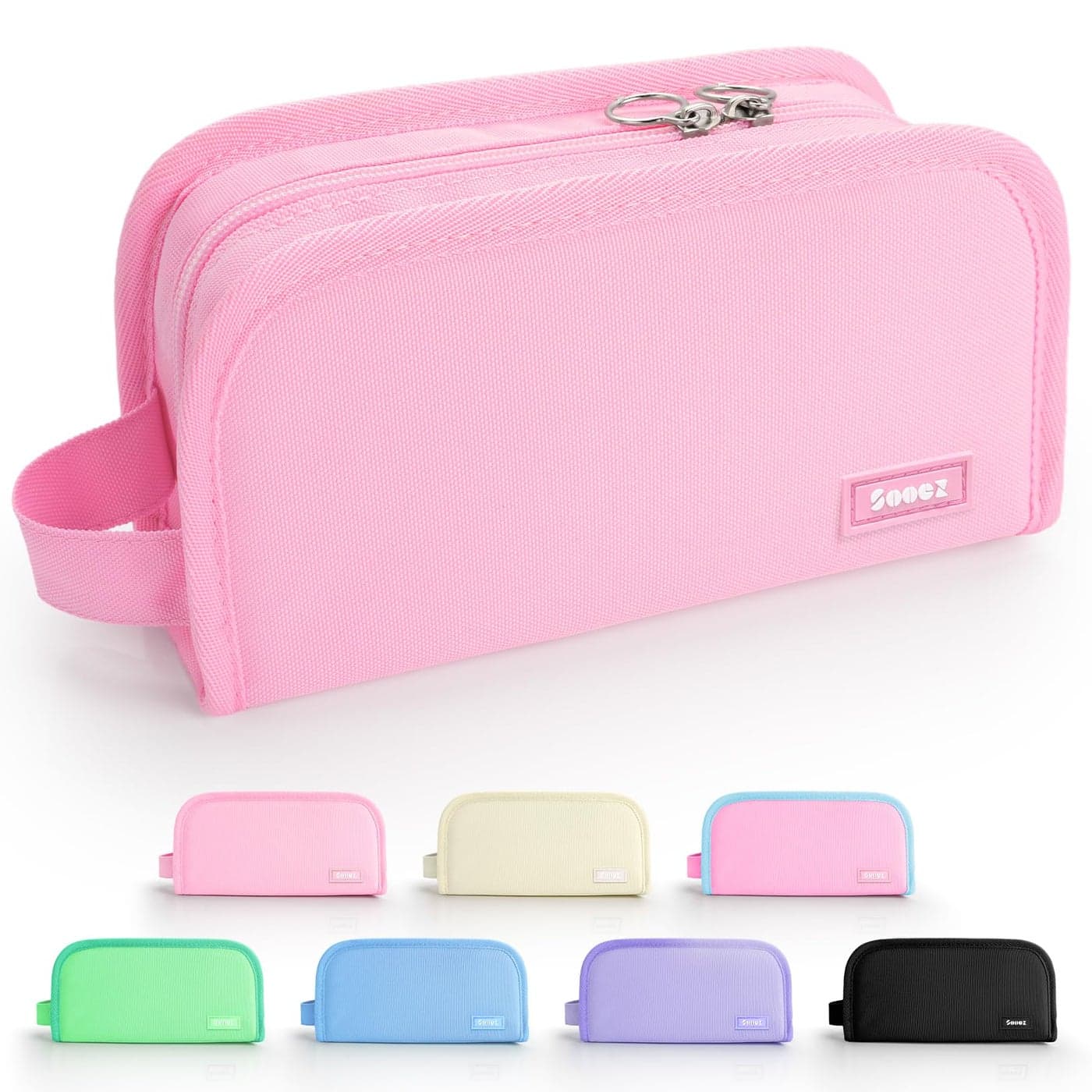 Sooez Wide Opening Pencil Pen Case Large Capacity Zipper Pencil Pouch Aesthetic Pencil Bag Cute School Supplies for Girls Compact Stationery Organizer Marker Pouch Makeup Bag for Girls Adult School