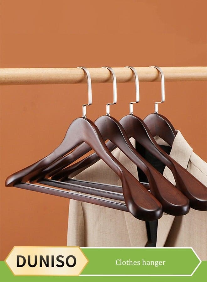 5 Pieces of Wide Shoulder Wooden Hangers, vintage suit hangers,with non slip pants bar, smooth surface, suitable for jackets, suits, pants, jackets